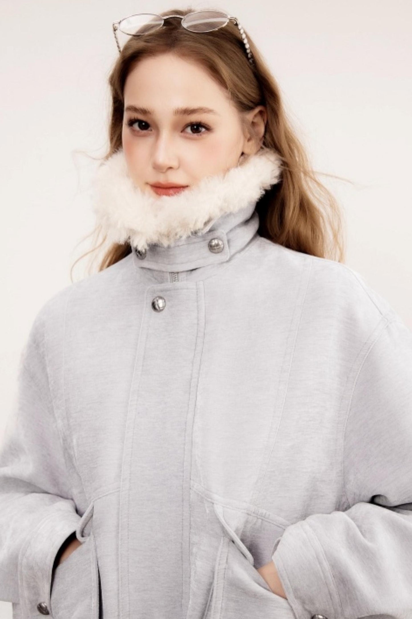 Chenille Detachable Fur Collar Jacket