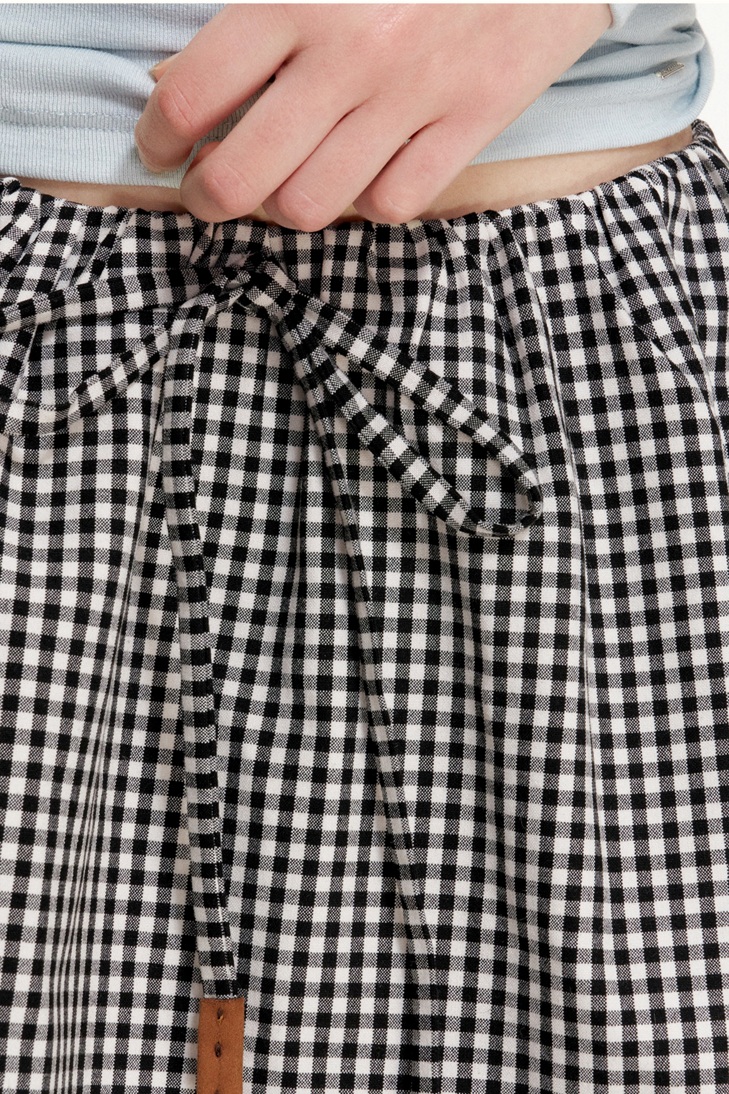 Leather Color-Block A-Line Skirt