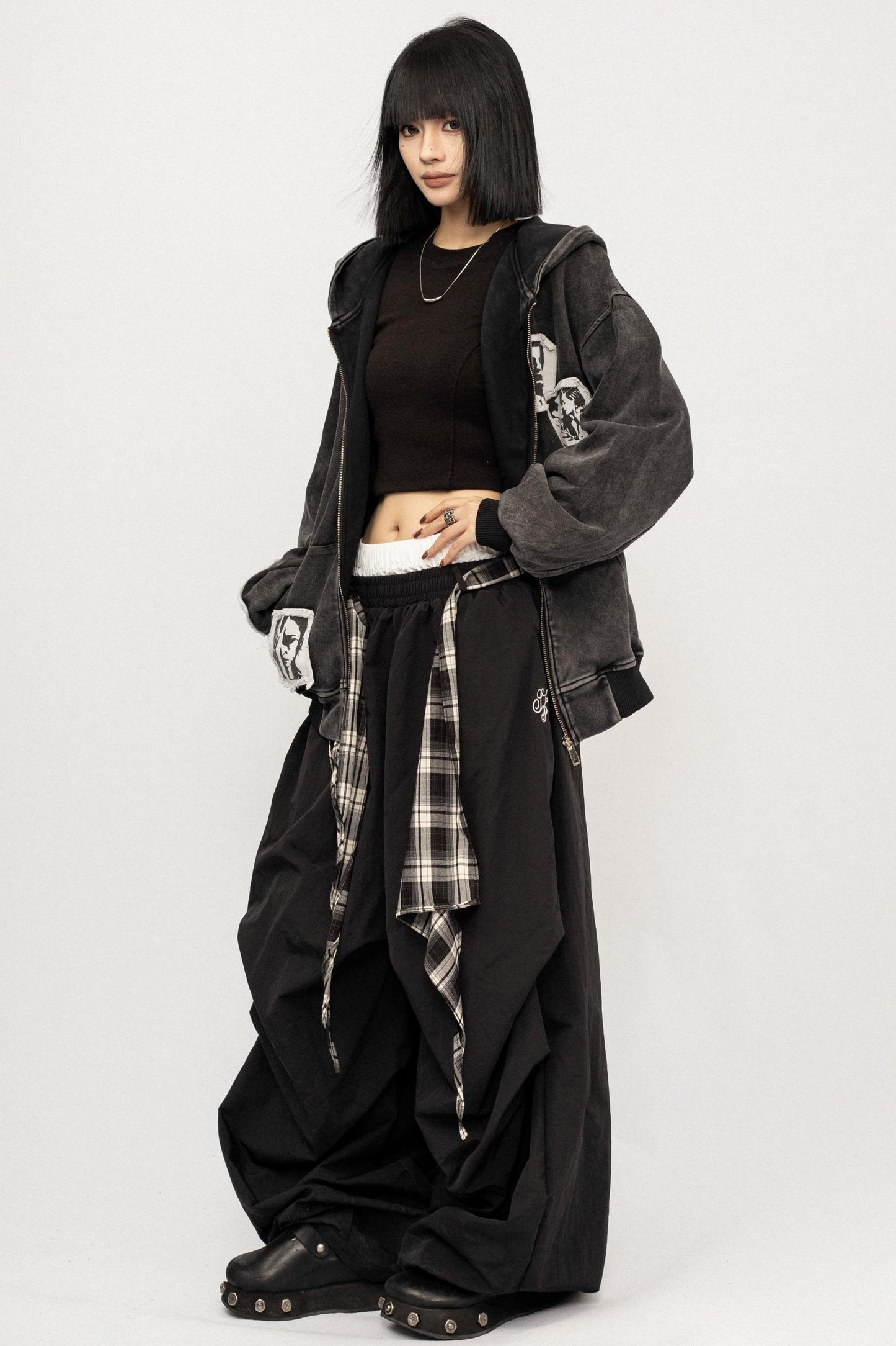 Loose Hooded Sweatshirt Jacket