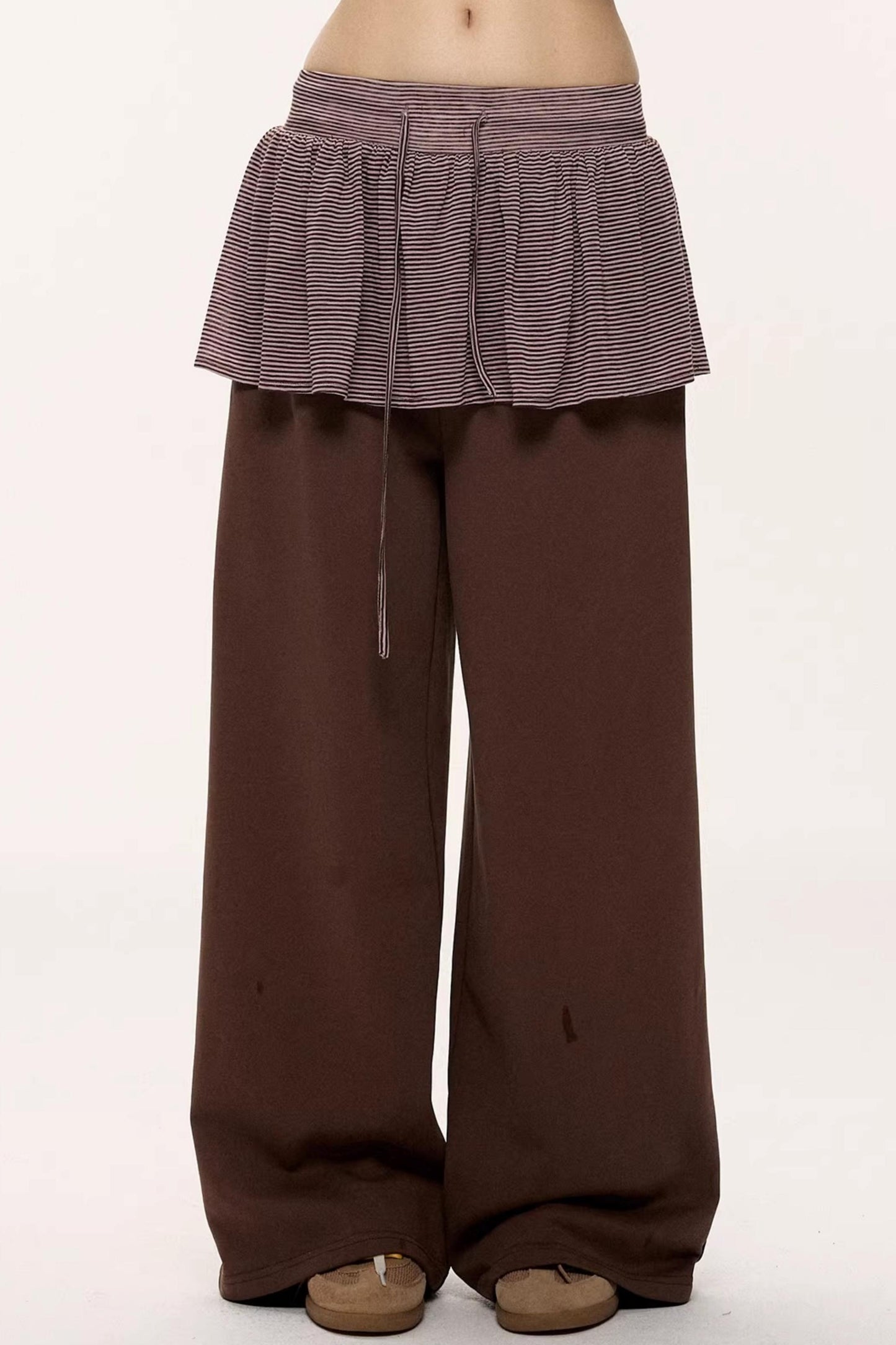 Peach Coffee Color Block Sweatshirt Set-Up