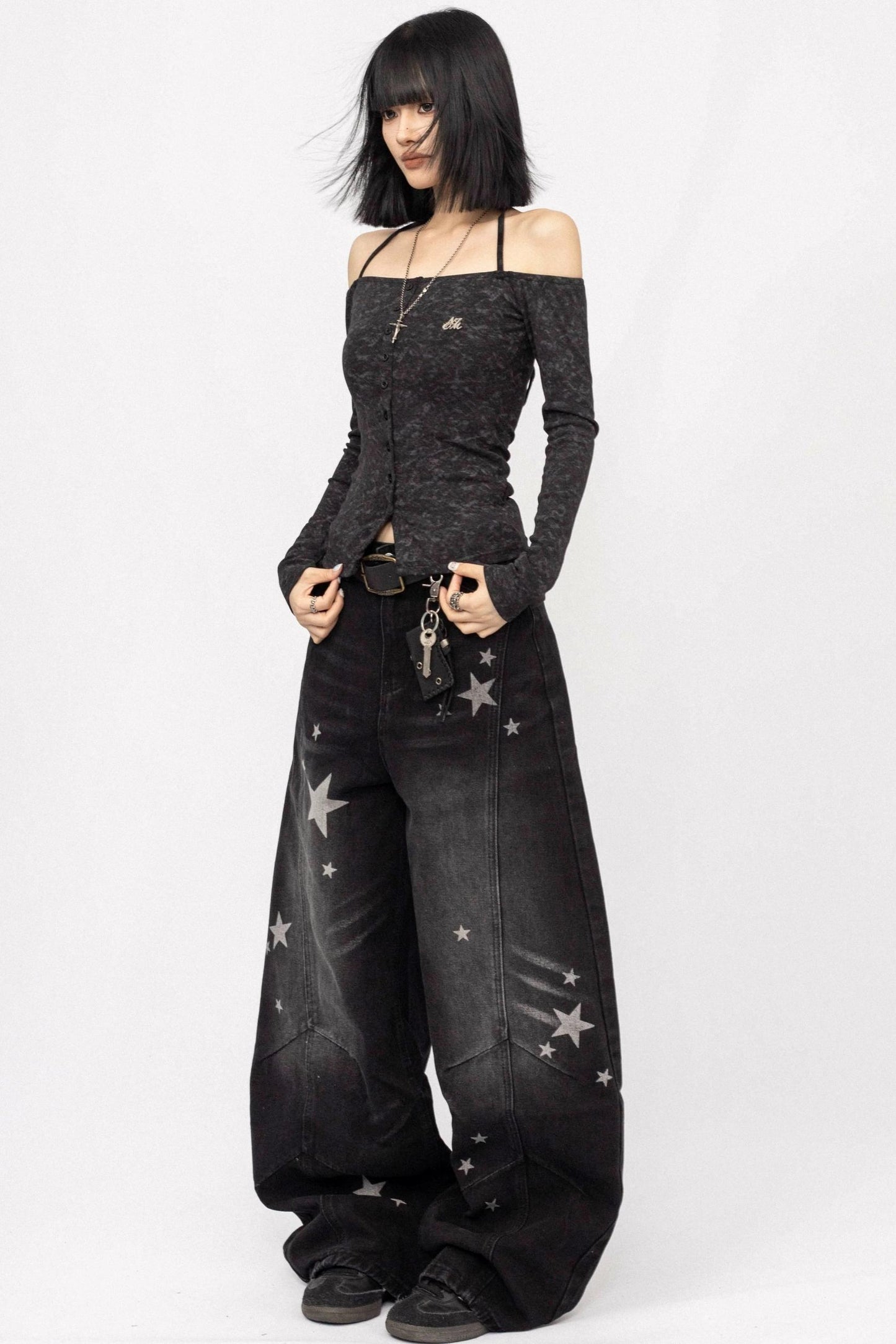 American Spice Girl One-Shoulder Long Sleeve Top