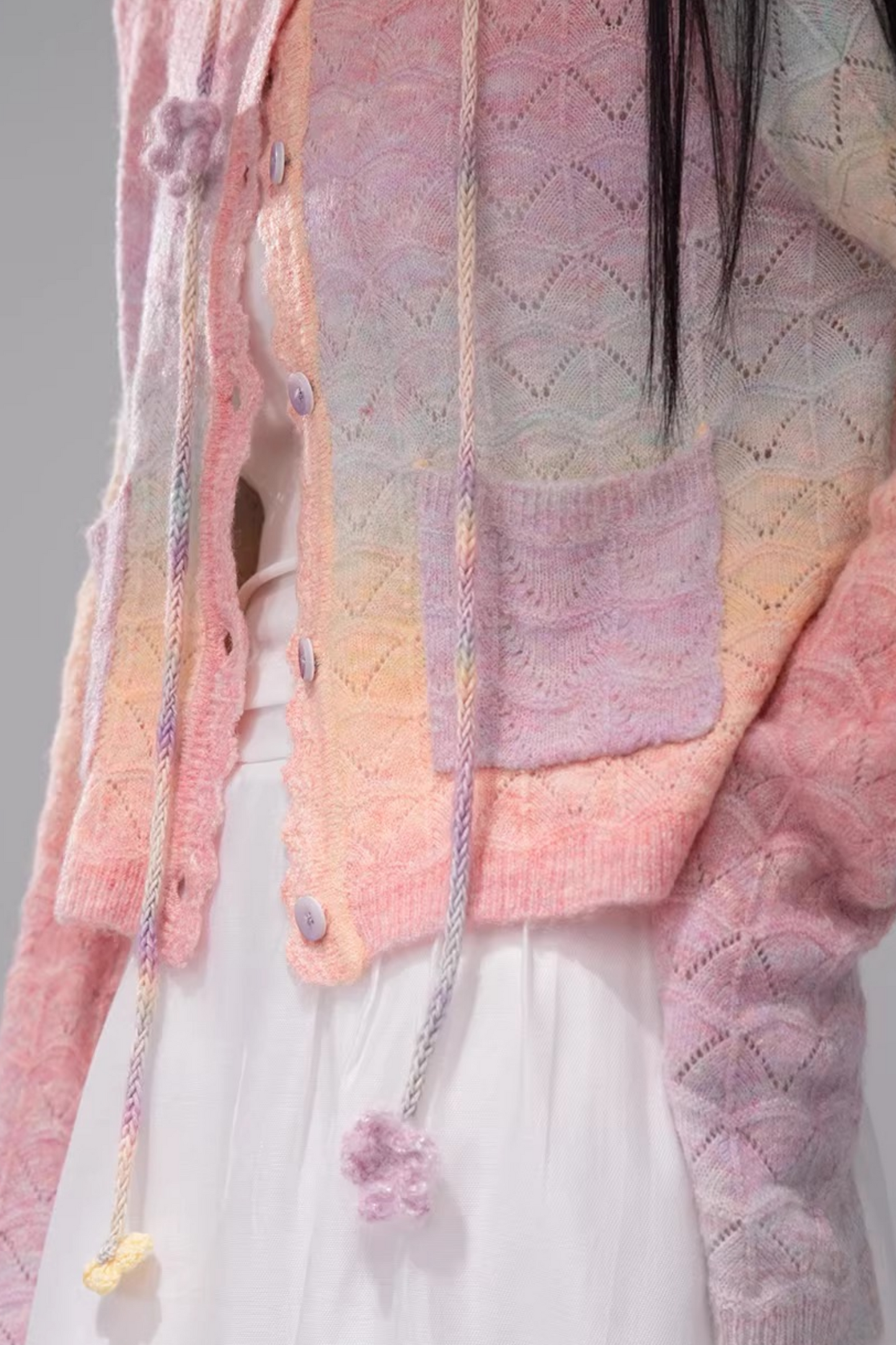 Gradient Rainbow Wool Cardigan