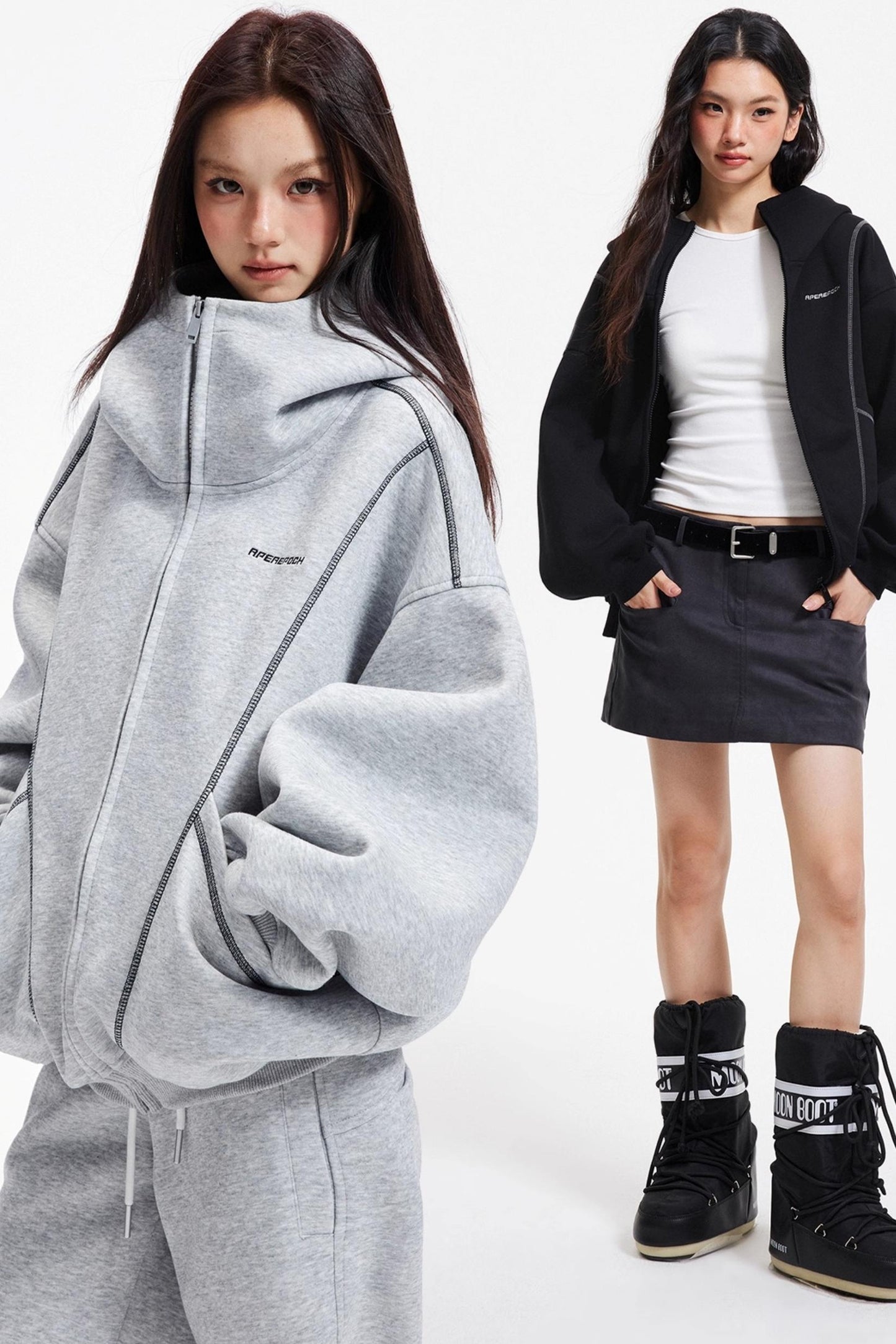 Retro Hooded Zip-Up Jacket