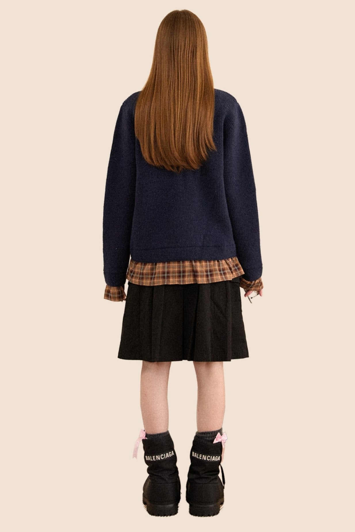 Cardigan en tricot patchwork rouge vintage