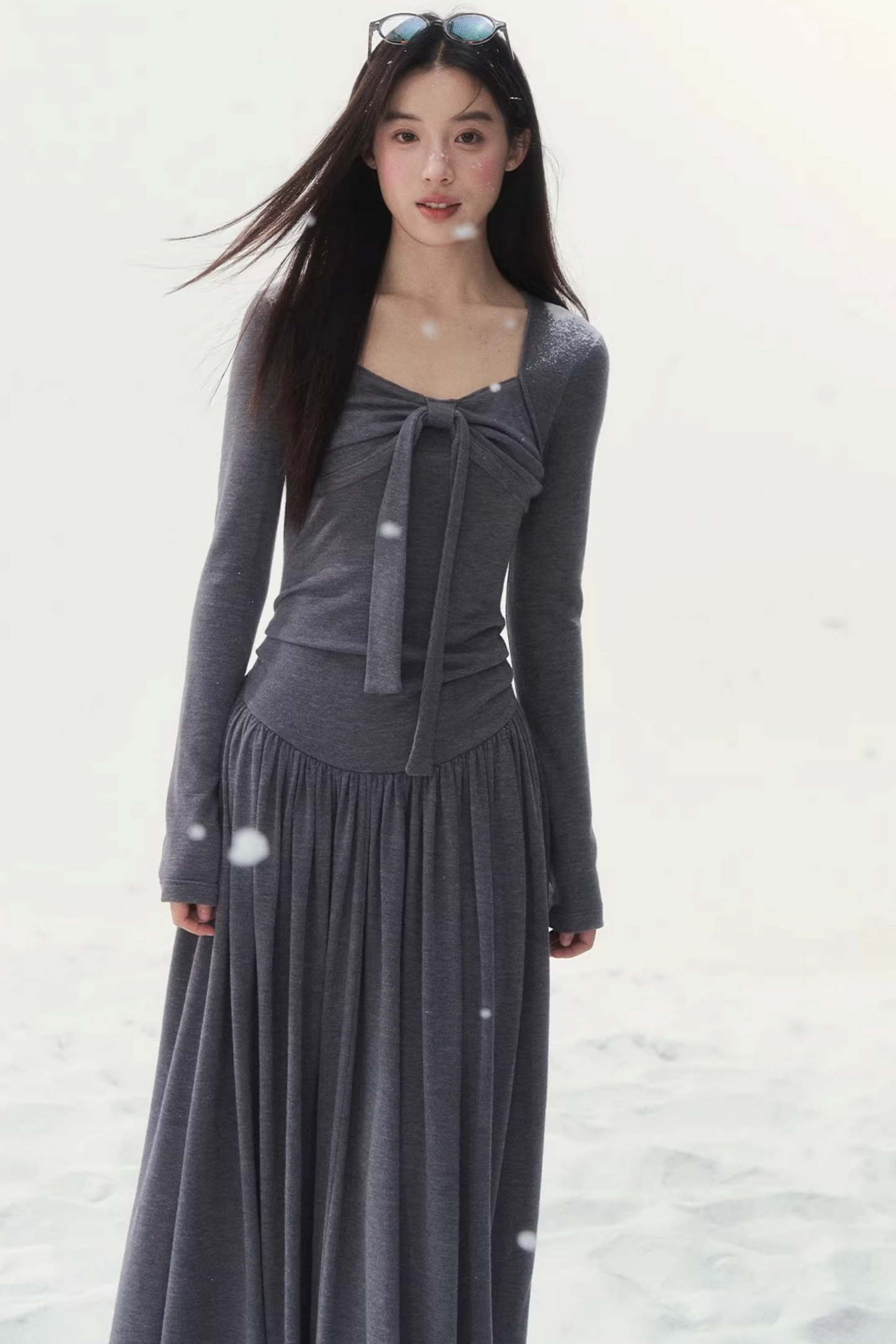 Gray Knitted Vintage Dress