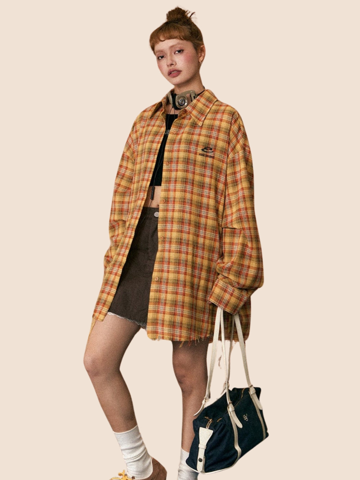 아메리칸 도파민 플래드 라펠 셔츠 재킷