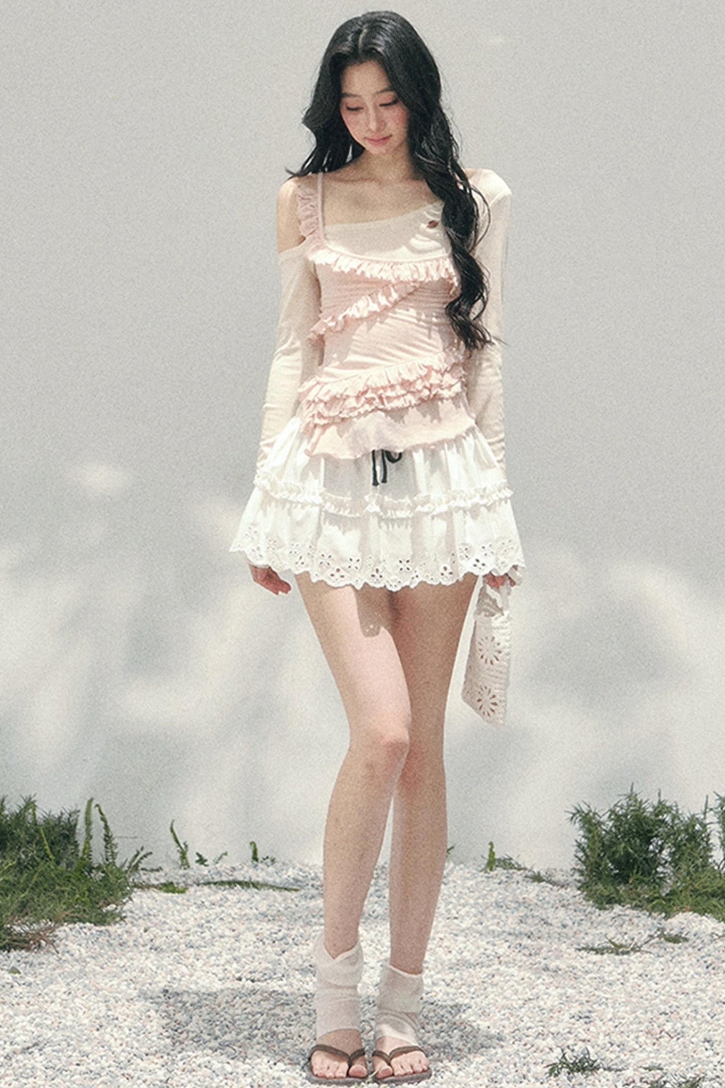 Frosty Unregelmäßiges Schulterfreies-Top