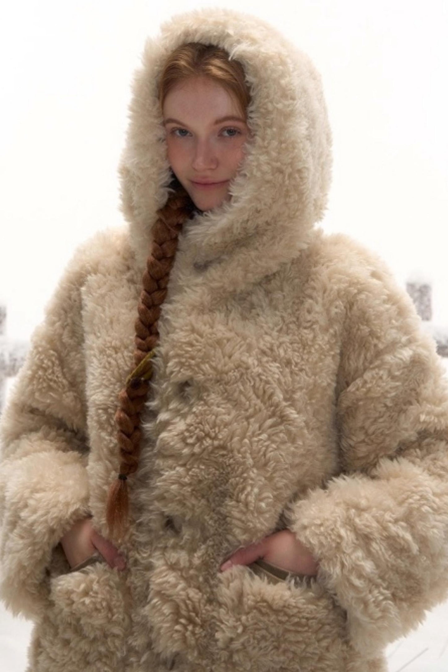 Reversible Hooded Suede Coat