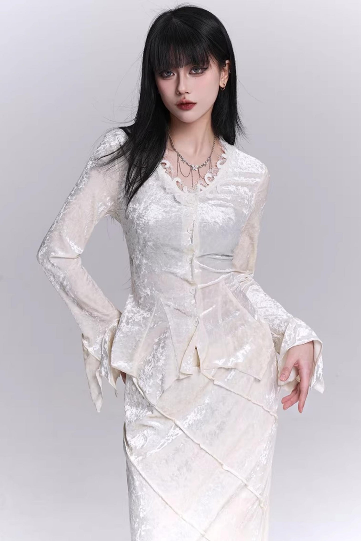 Velvet Two-Piece Skirt Set