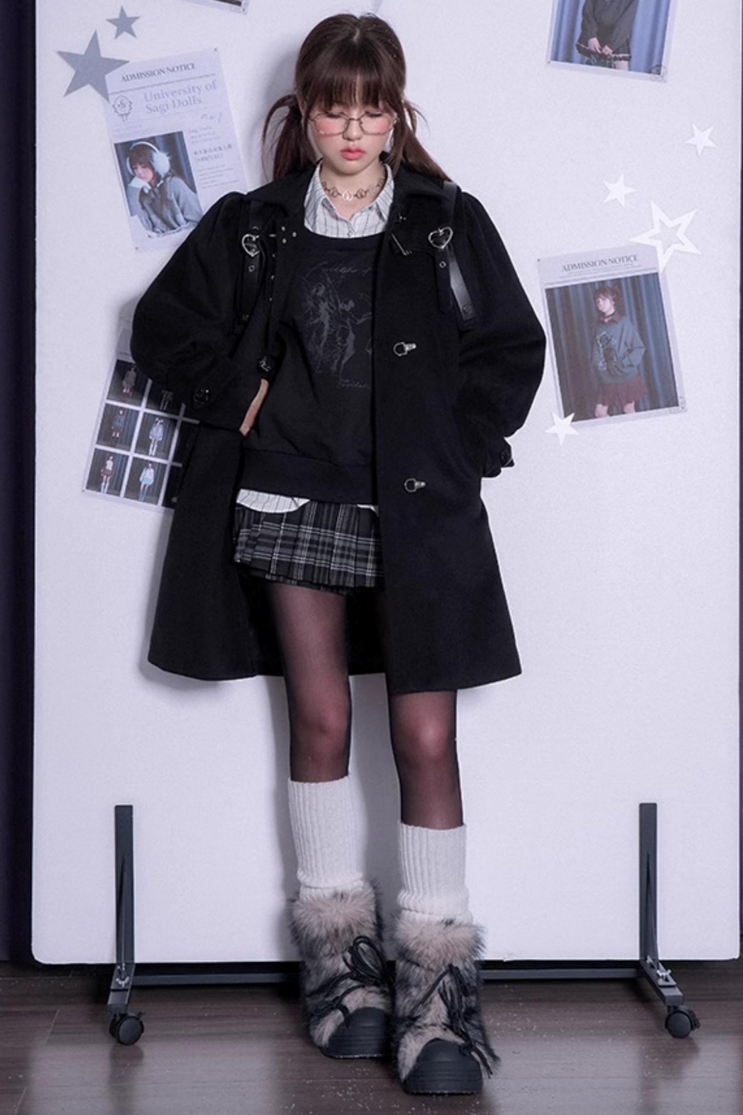 블랙 프린트 대학 스타일 탑