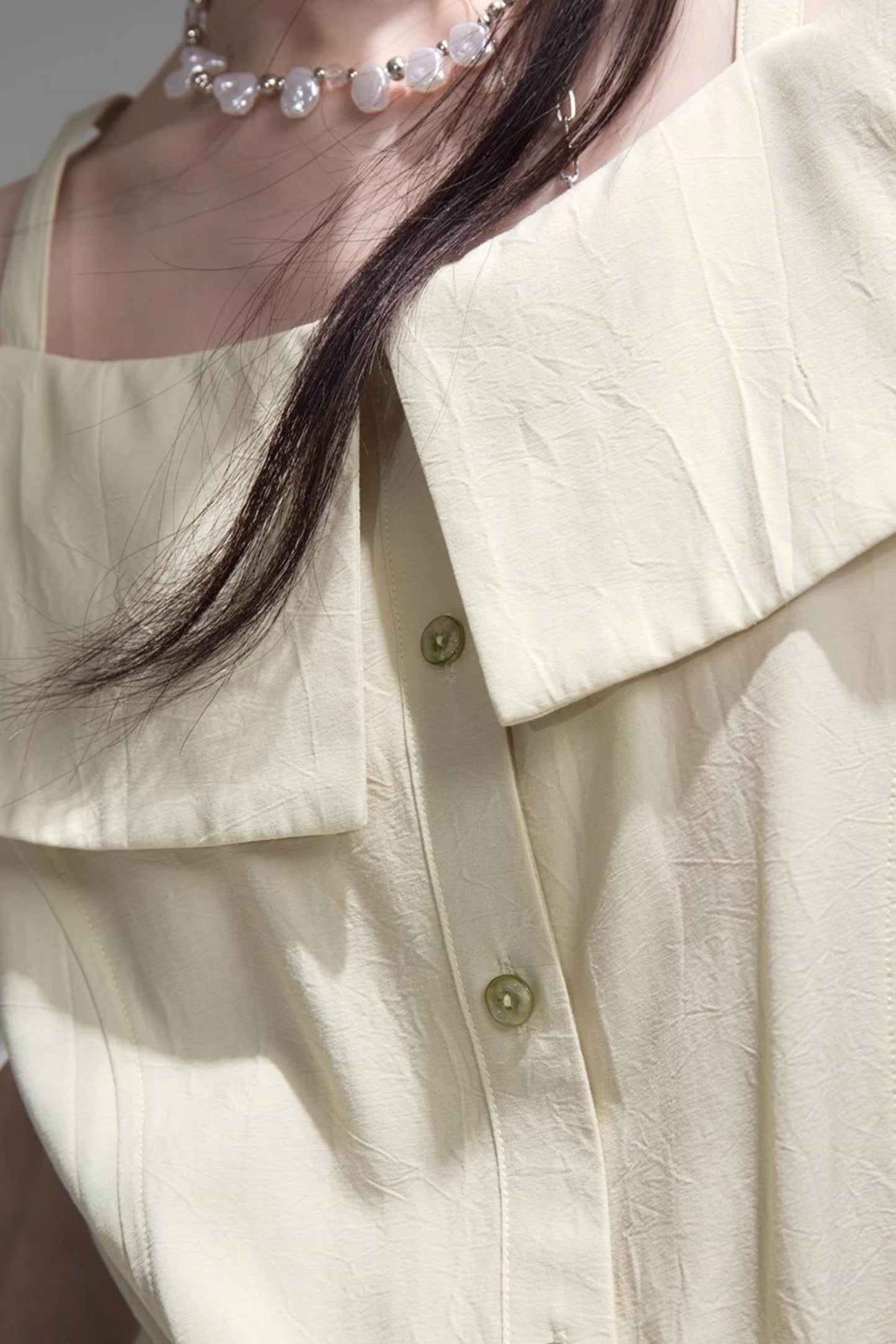 Layered Lime Green Belted Shirt & Pleated Shorts Set