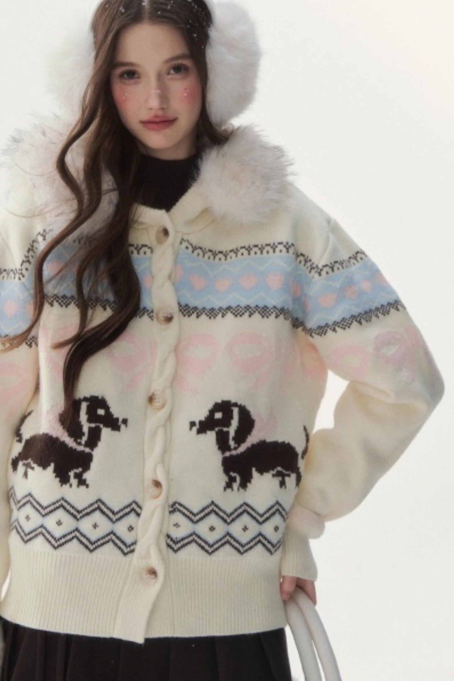 Retro Fair Isle Dachshund Sweater Jacket