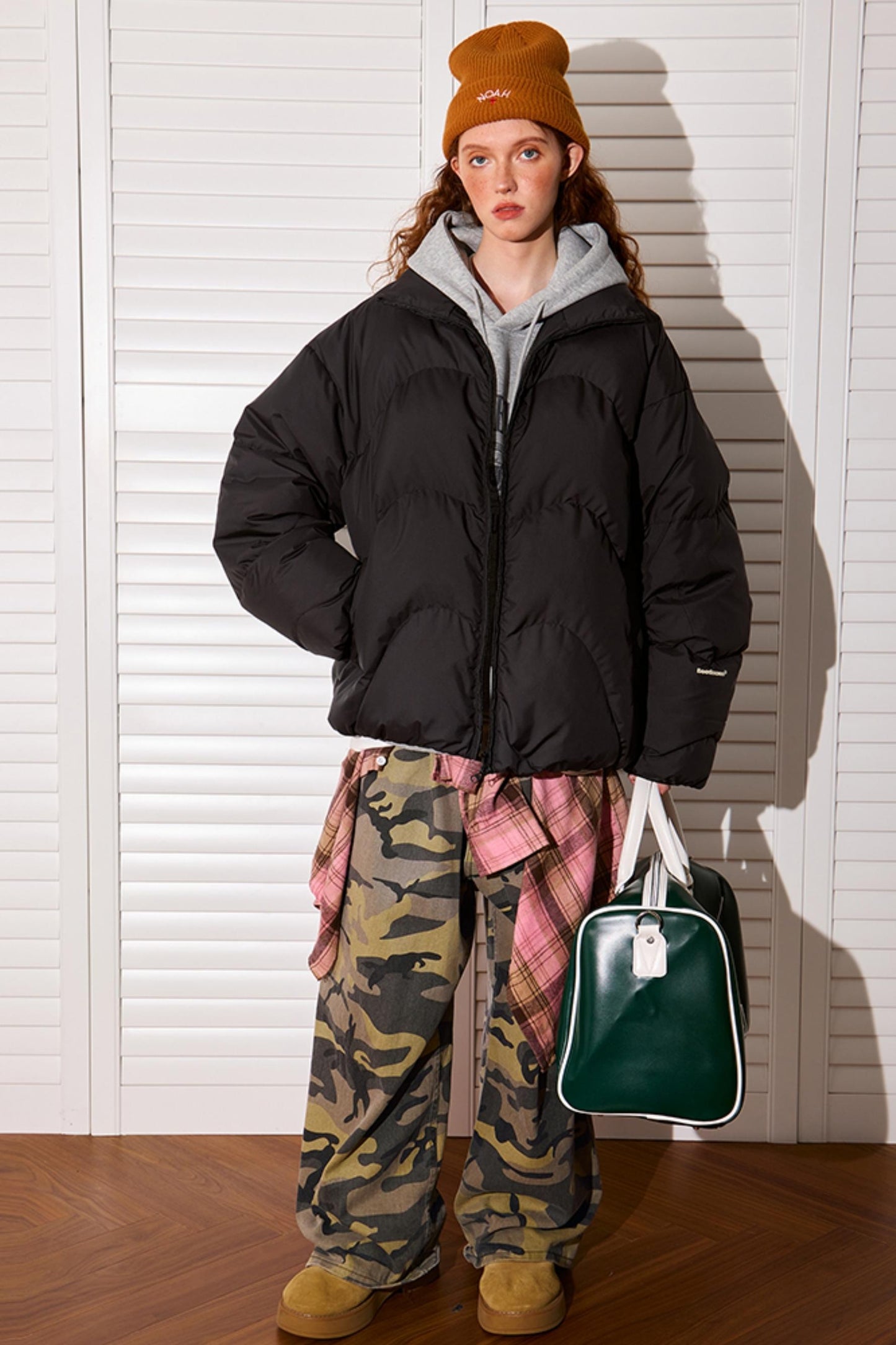 Cuff Print Loose Down Jacket