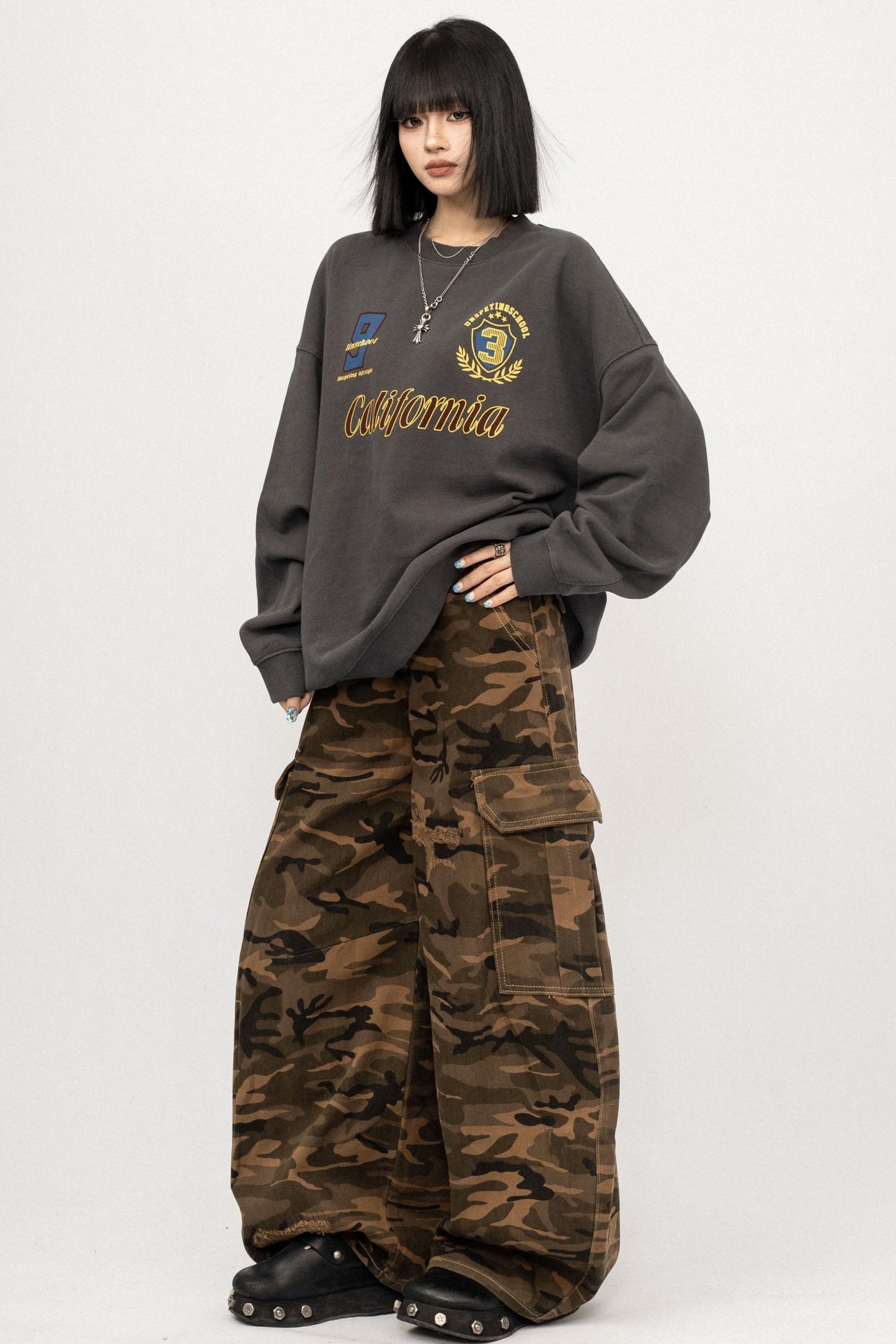 Vintage Gray Crew Neck Top