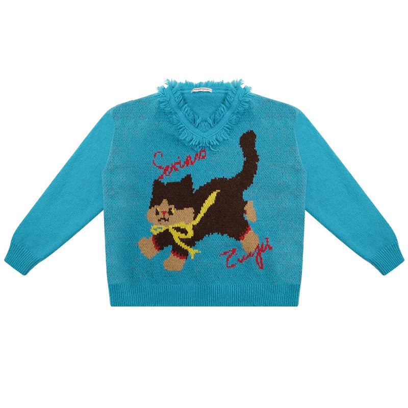 Pull ample rétro vert du lac