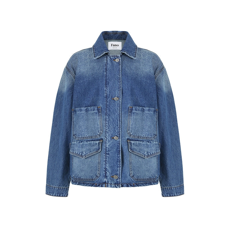 Washed Denim Jacket With Pockets