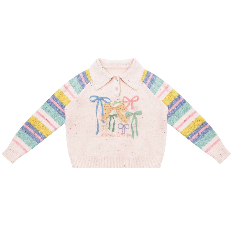 Rainbow Stripe Bow Sweater