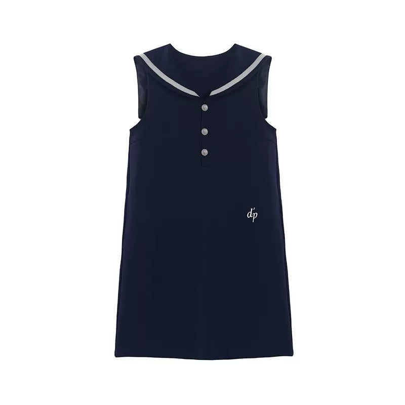 Robe A-Line à col châle marine de designer