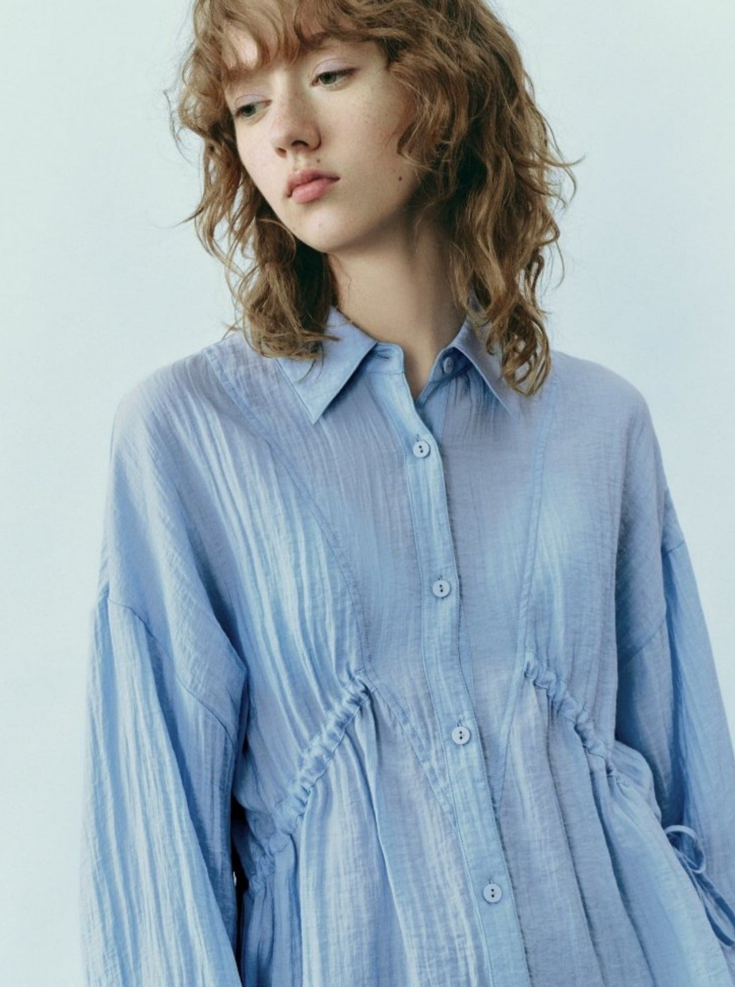 Adjustable Lace-up Slit Shirt