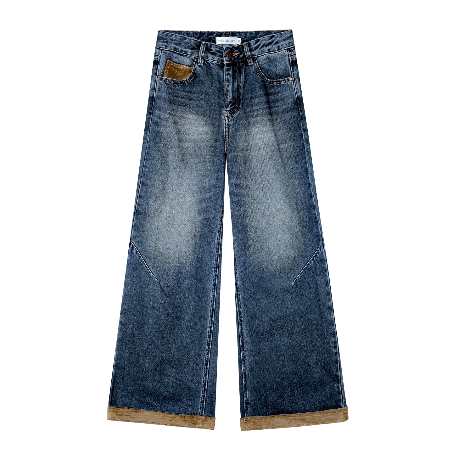 Suede Patchwork Denim Pants