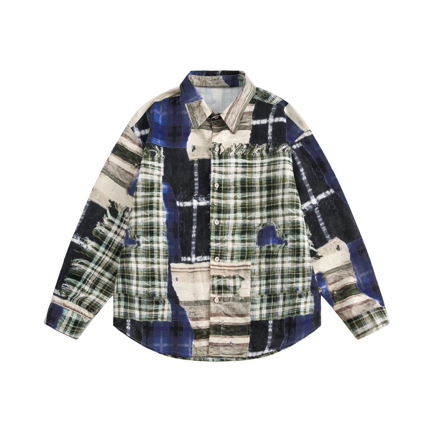 체크 패턴 긴팔 자외선 차단 셔츠