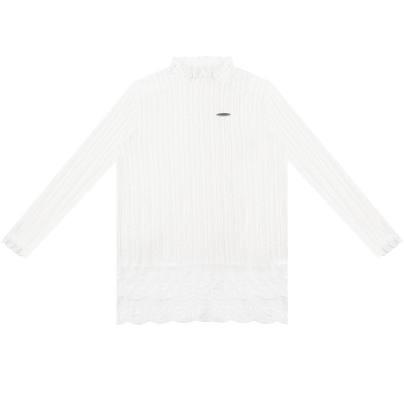 레트로 레이스 터틀넥 니트 탑