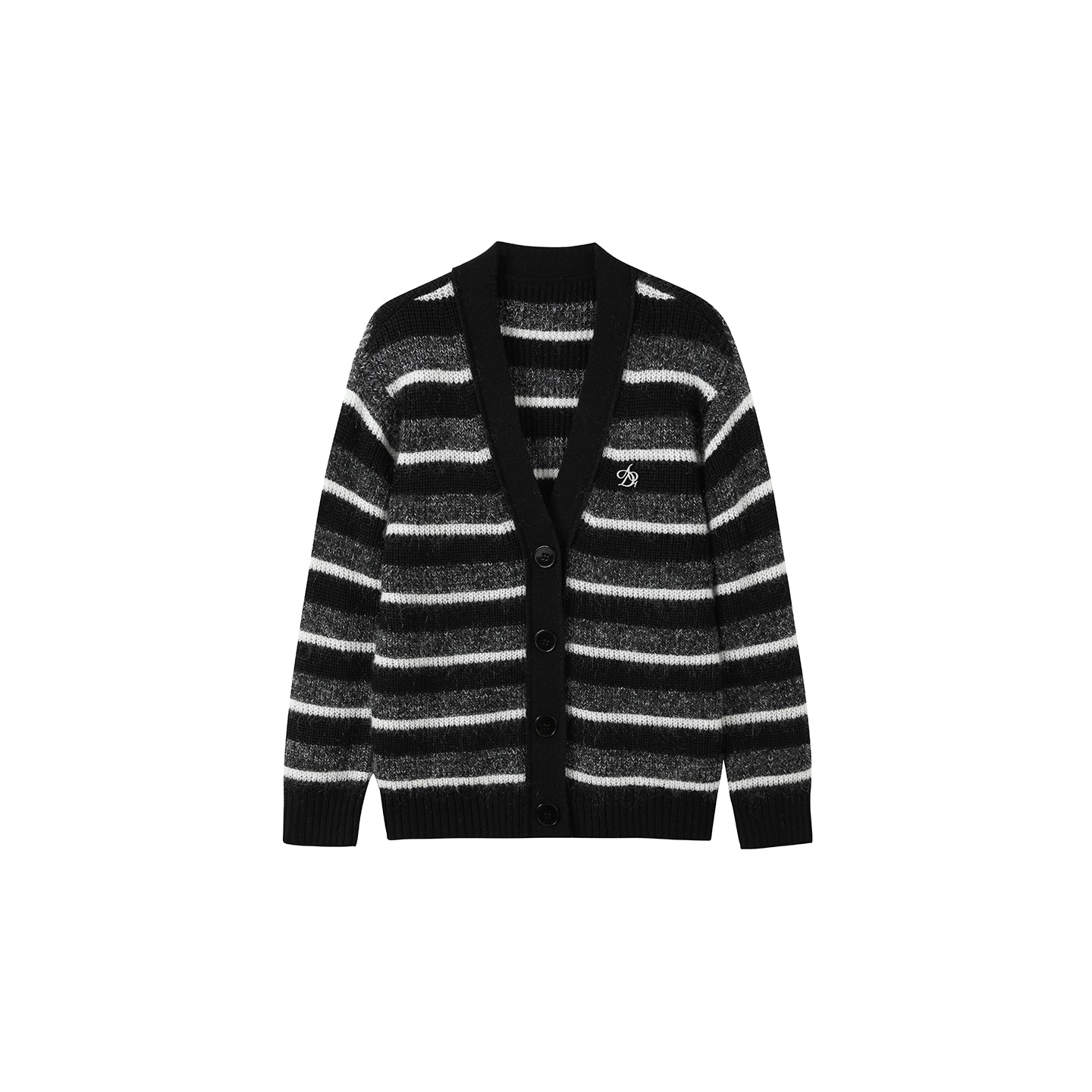 Mohair Striped V-Neck Knit Jacket