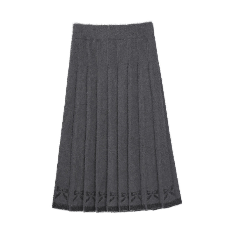 Bow Detail Pleated Midi Skirt