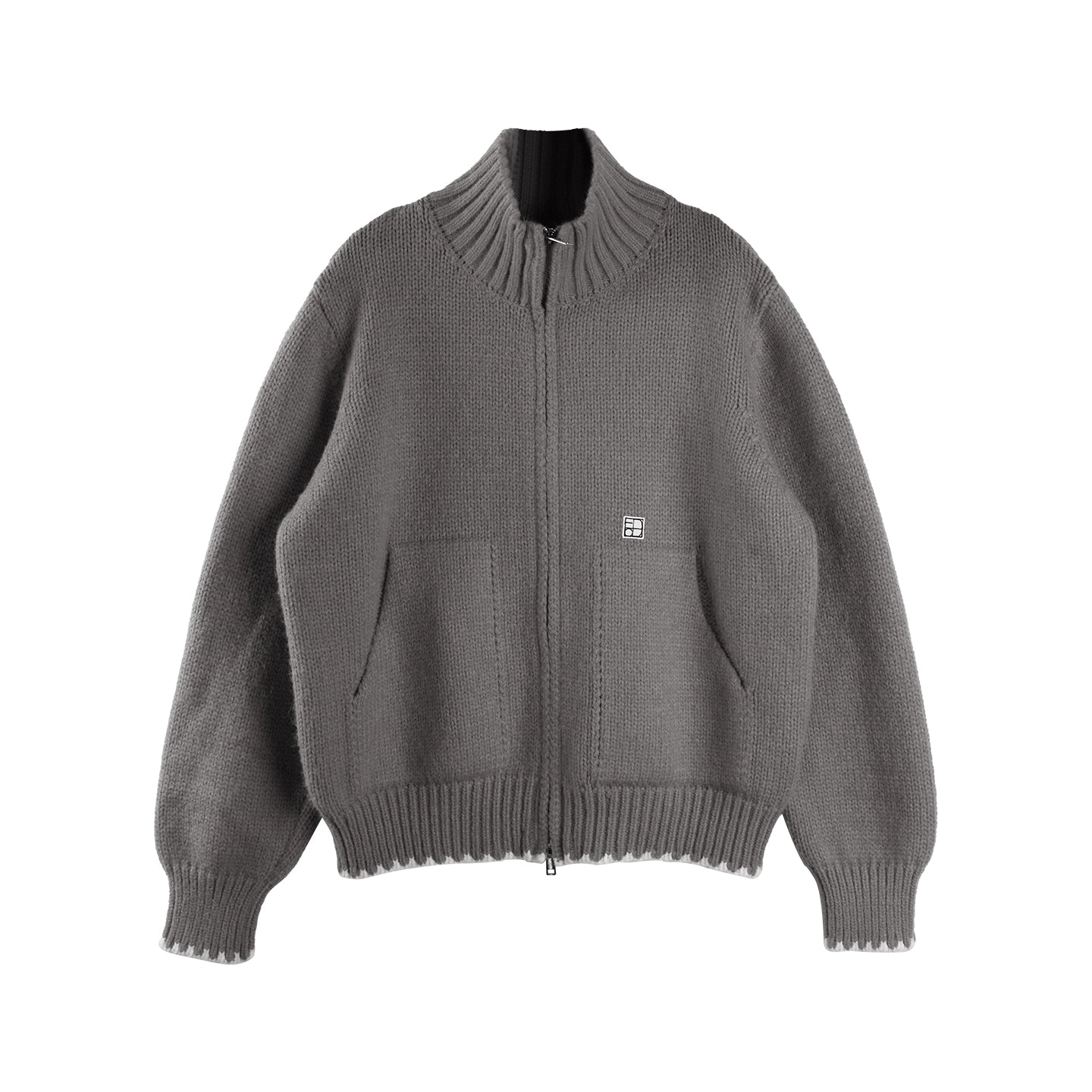 Candy-Colored Double-Zip Knitted Jacket