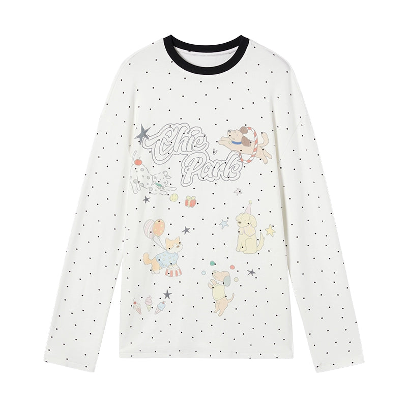 Japanese Polka Dot Long-Sleeve Top