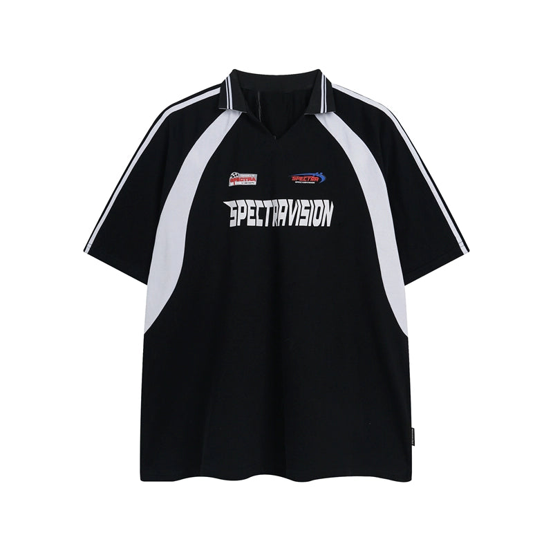 Retro Contrast Red Polo Top