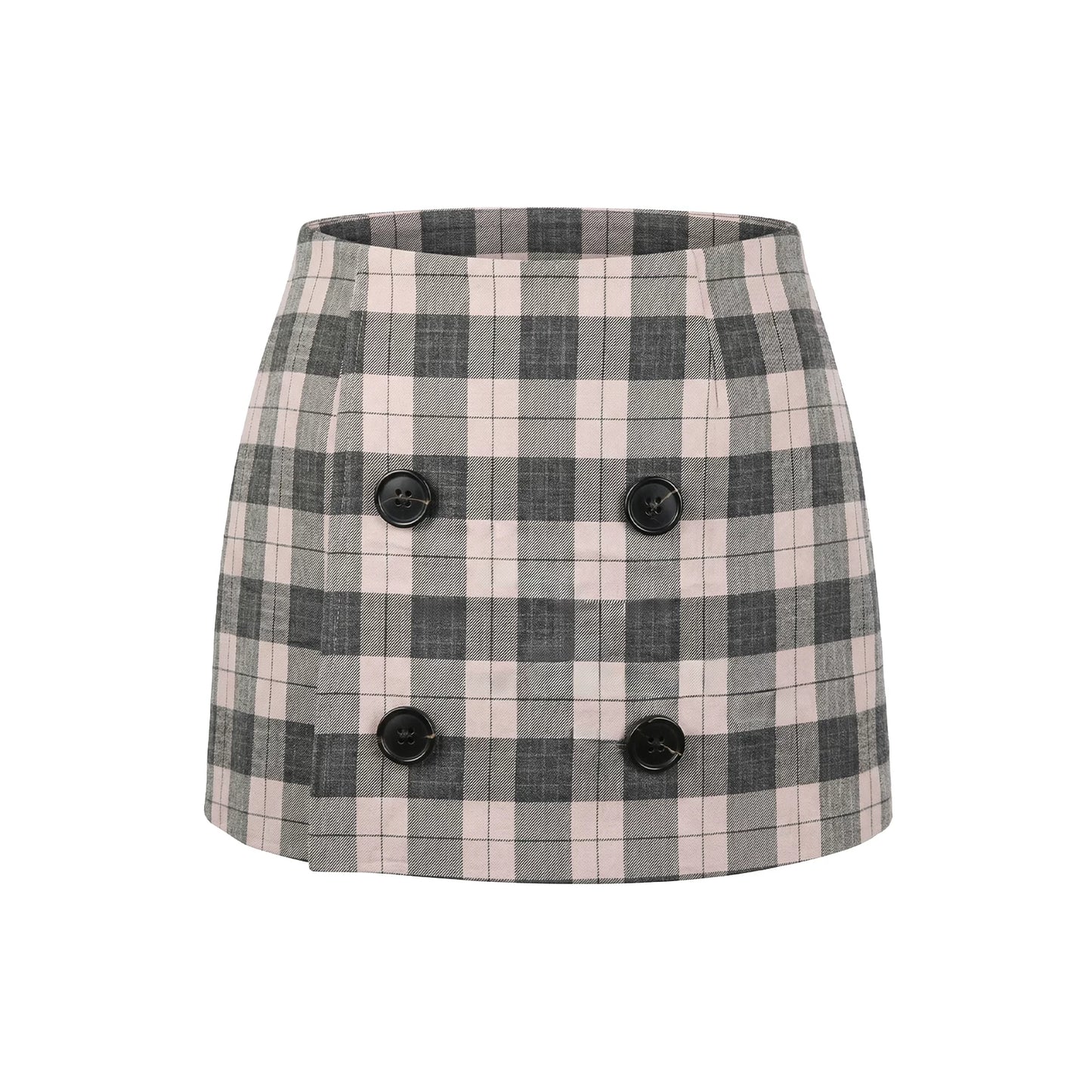 Slim-Fit Plaid Skirt Two-Piece Set-Up
