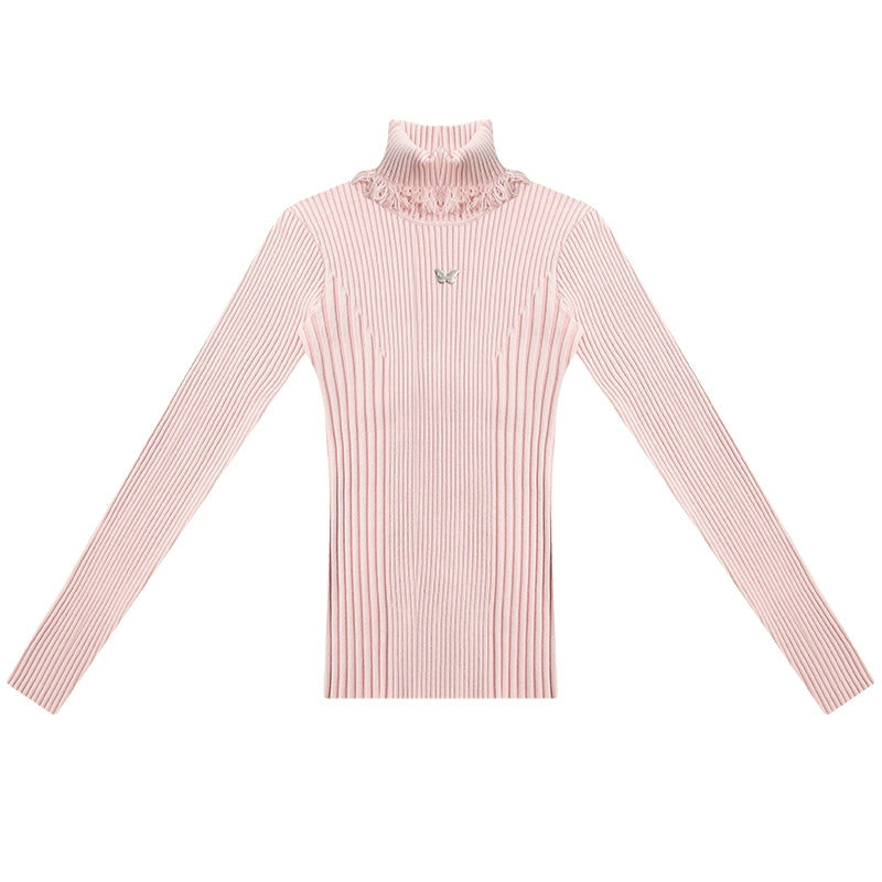 Thickened Pit Stripe Turtleneck Shirt