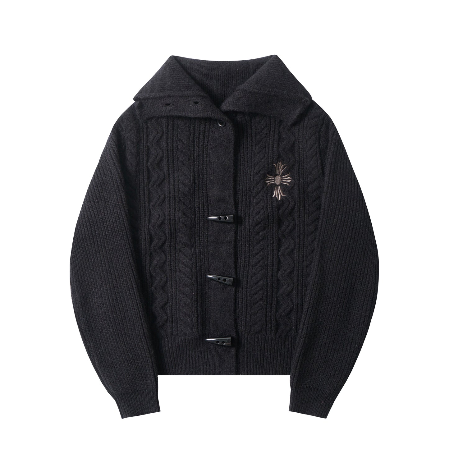 American Vintage Black Short Twist Knit Cardigan