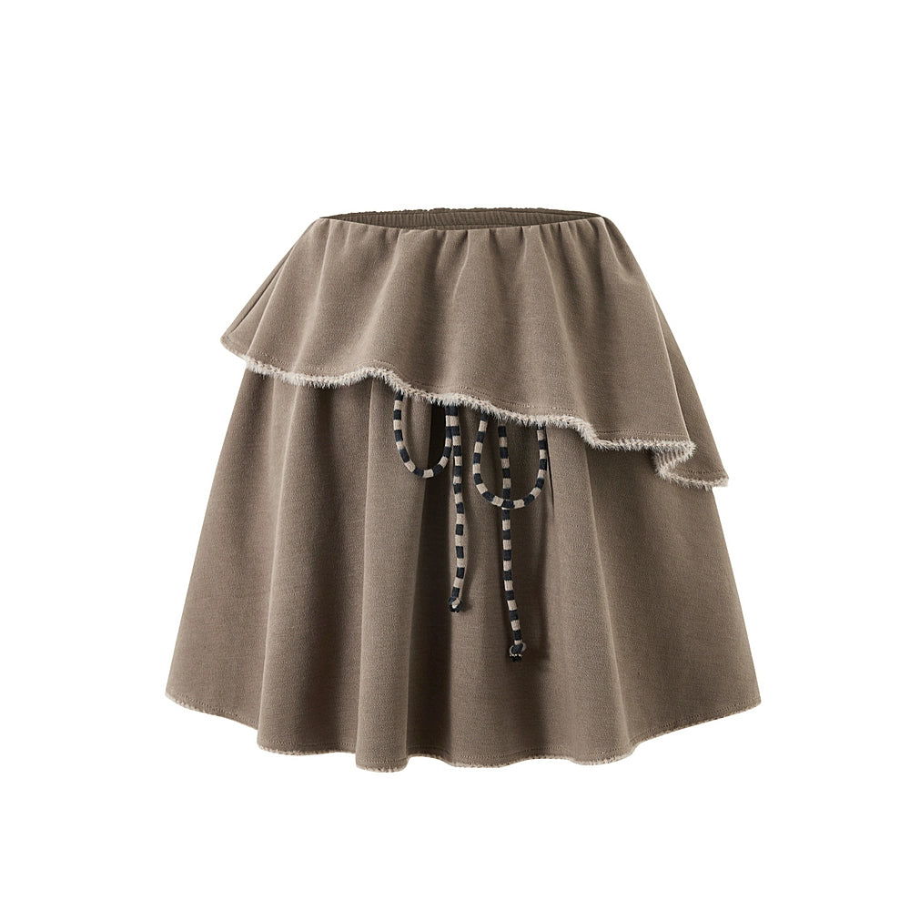 Folding Lace-Up Short Skirt