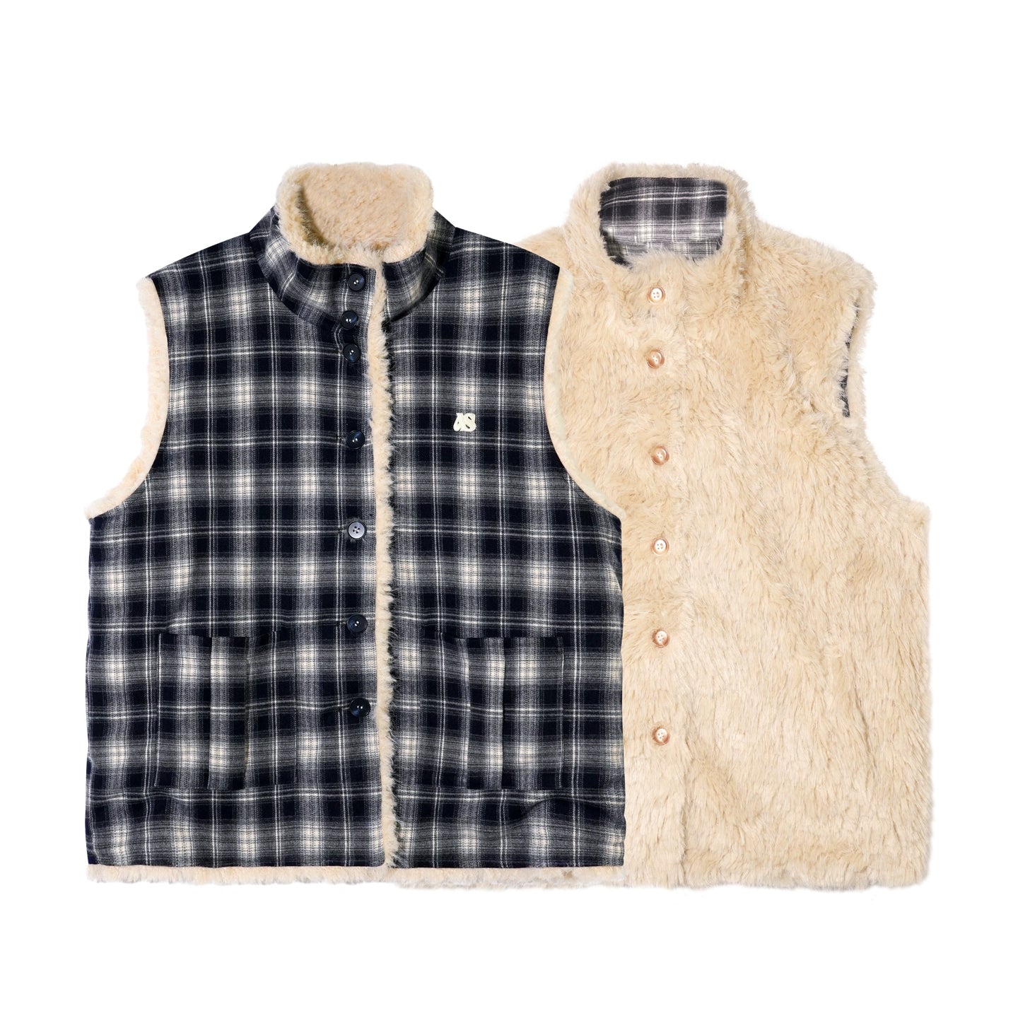 Blue Check Reversible Plaid Vest