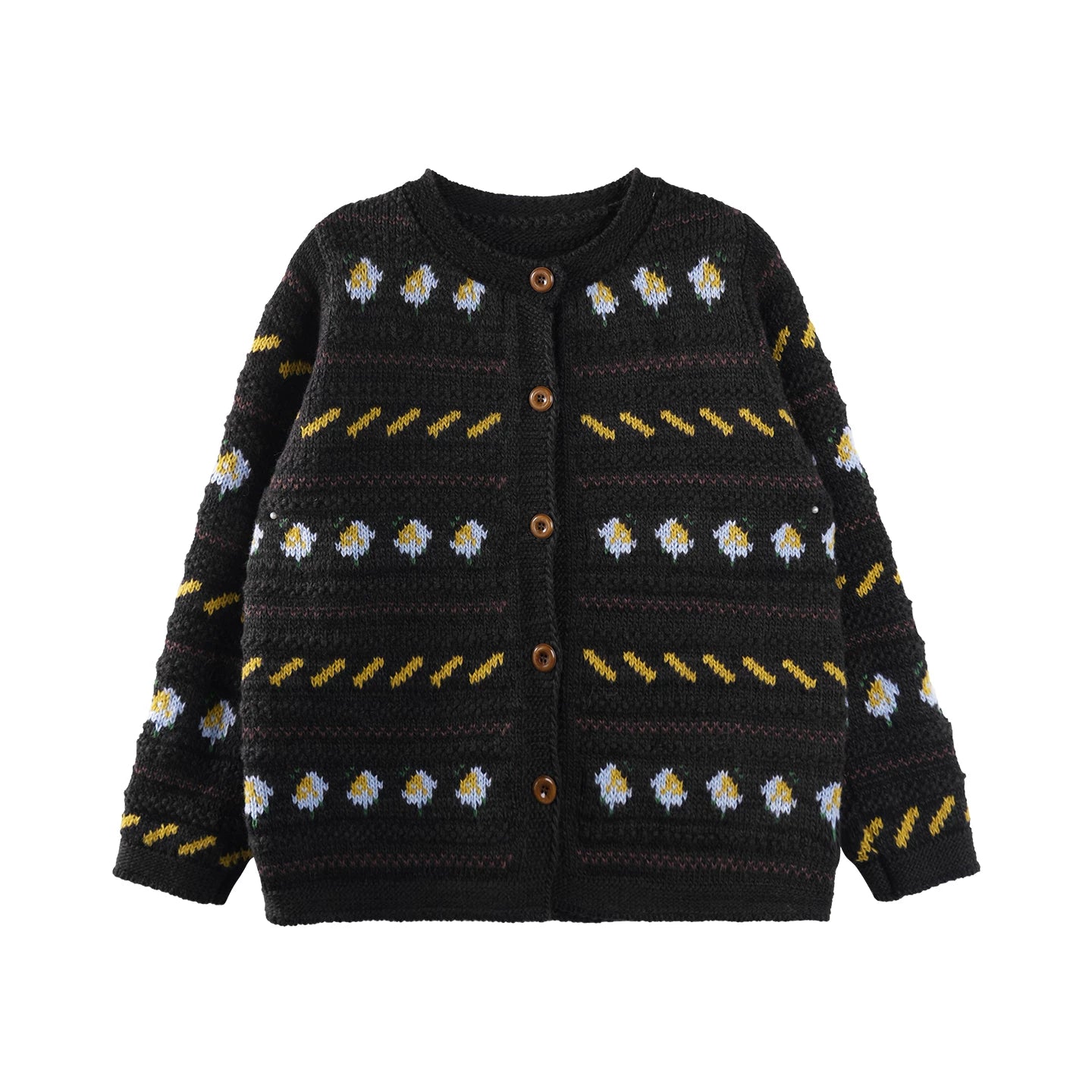 Daisy Contrast Jacquard Sweater Cardigan