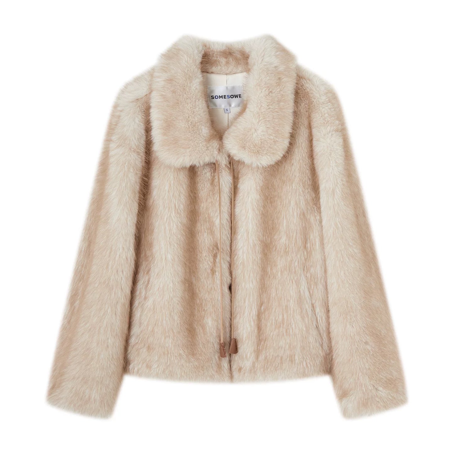 Lace-Up Lapel Fur Coat