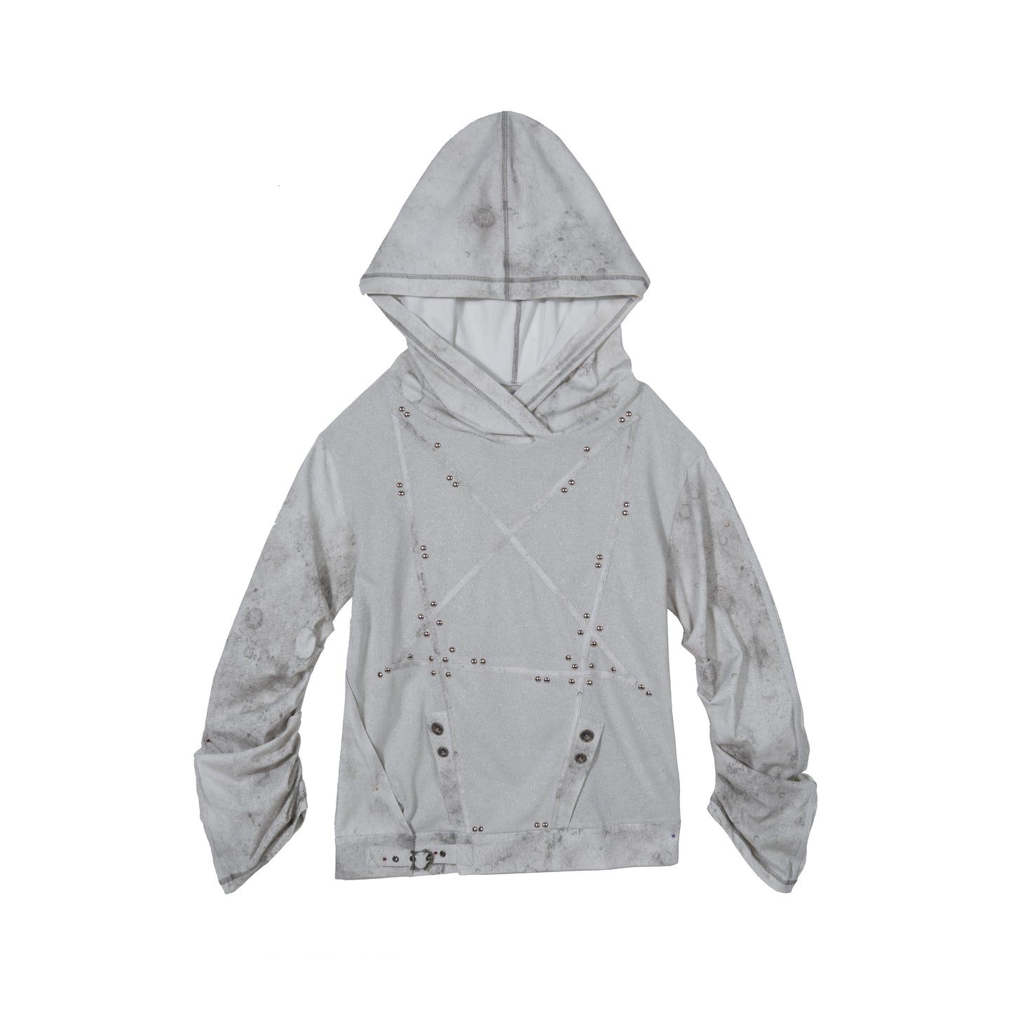 Retro Rivet Hooded Fleece Sweatshirt