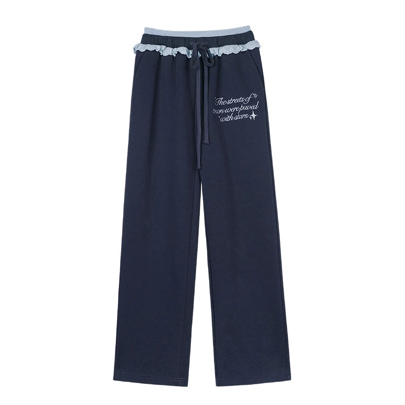 Tiefblaue doppelte Taillen-Sweatpants