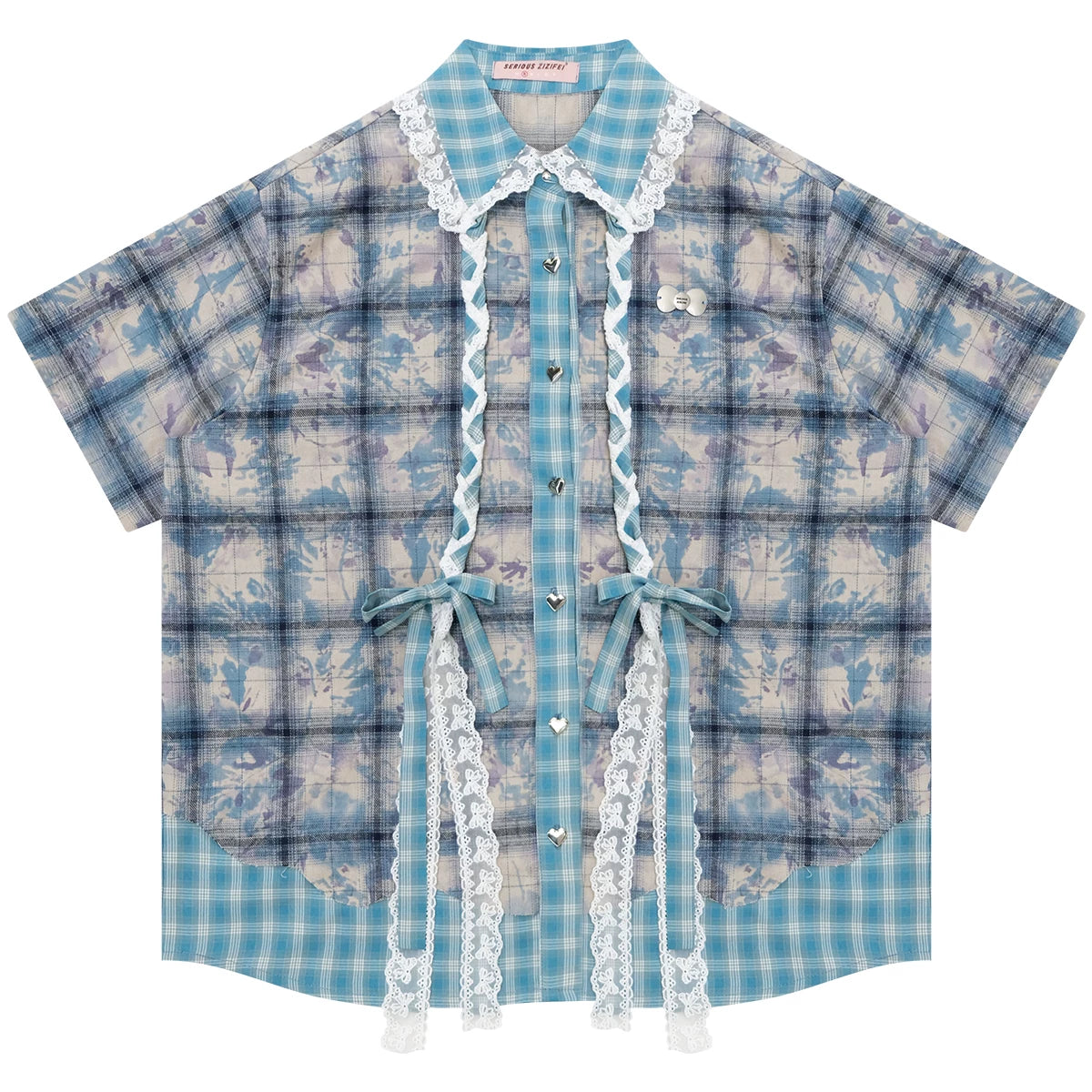 Braided Lace Plaid Blouse