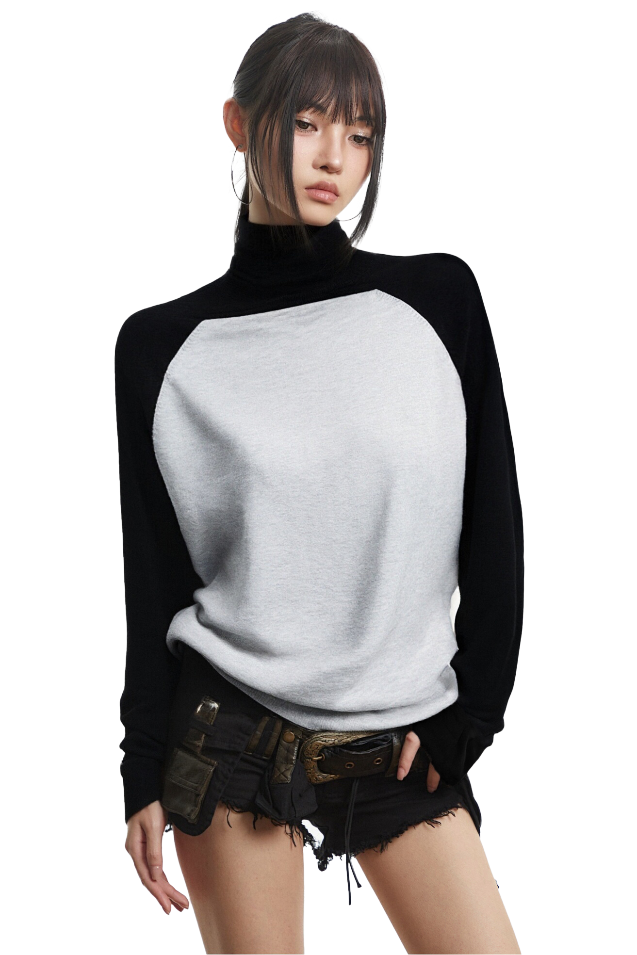 Black Light Raglan Knitted Top