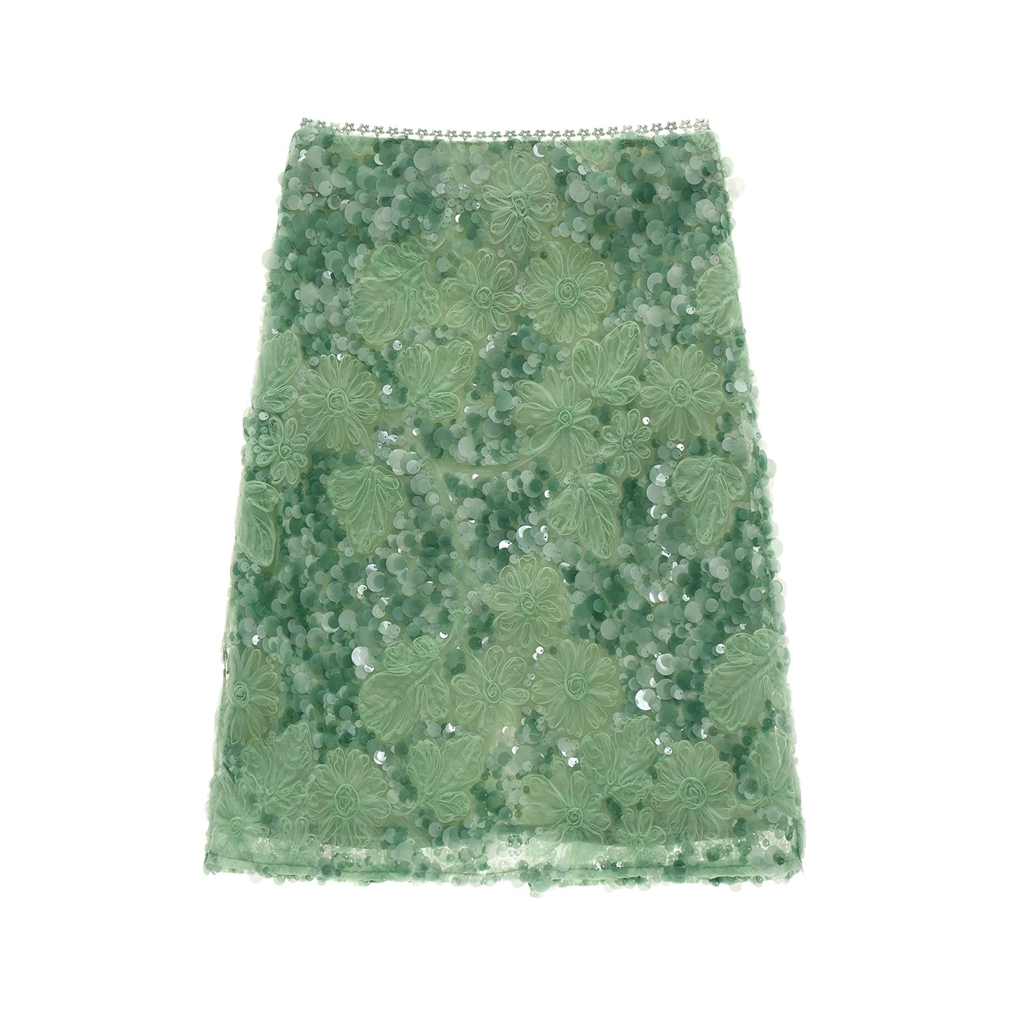 Mint Sequin Embroidered Skirt
