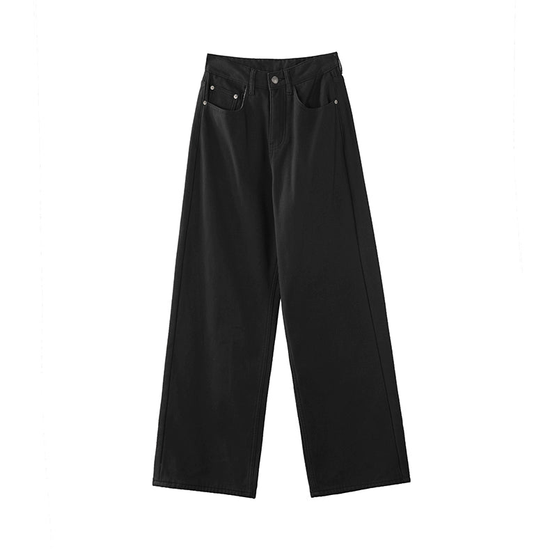 브라운 하이웨이스트 스트레이트 캐주얼 팬츠