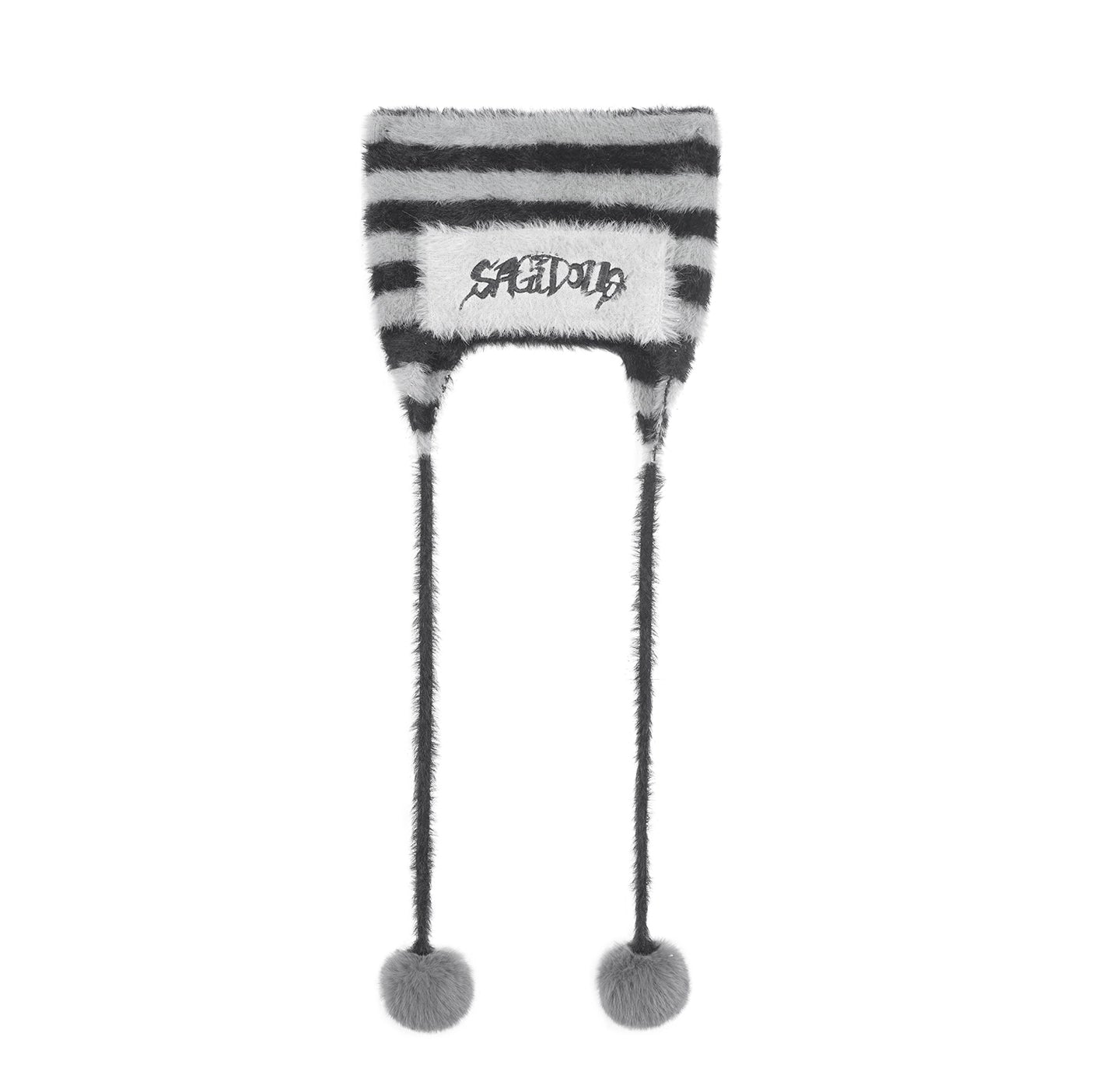 Striped Faux Mink Cat Ear Hat