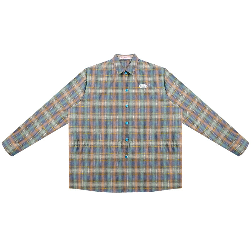 Retro Thin Green Plaid Shirt