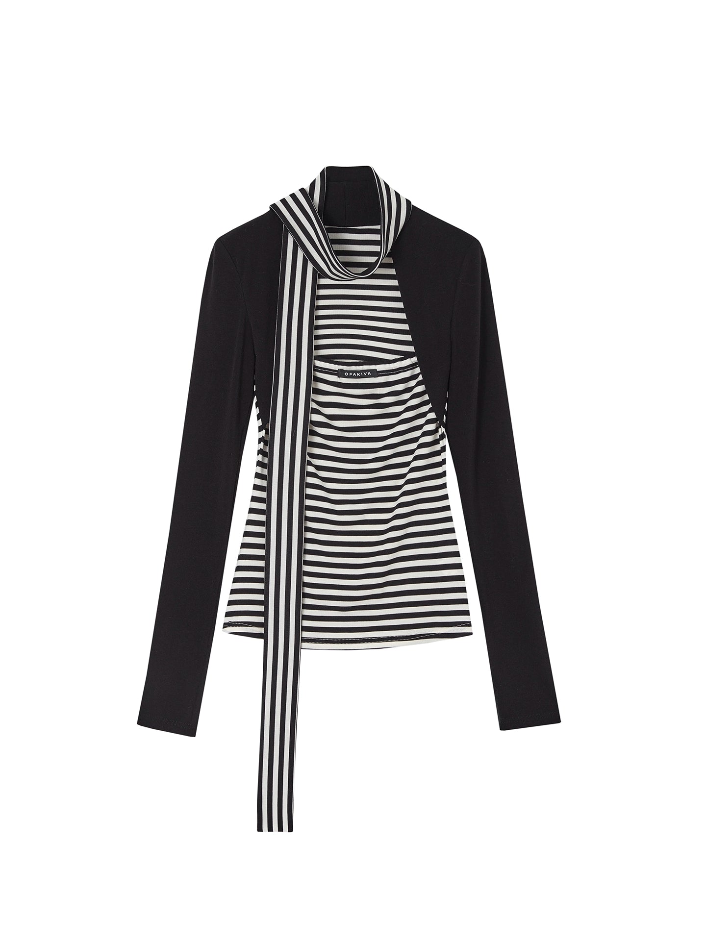 Fake Two Slimming Striped Knit Top