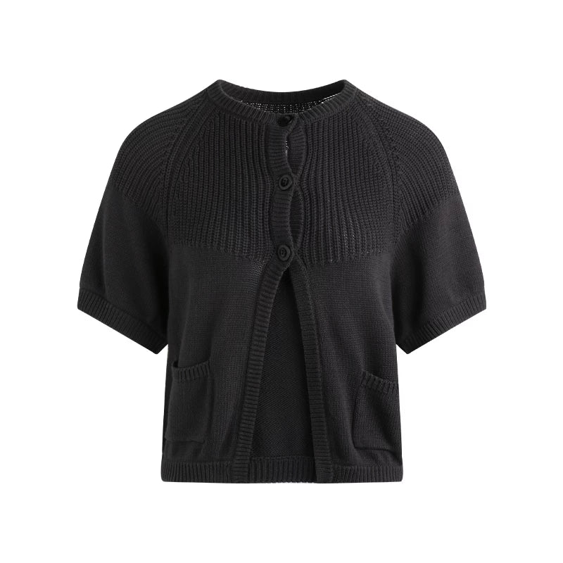 Vintage-Strickjacke mit mittellangen Ärmeln