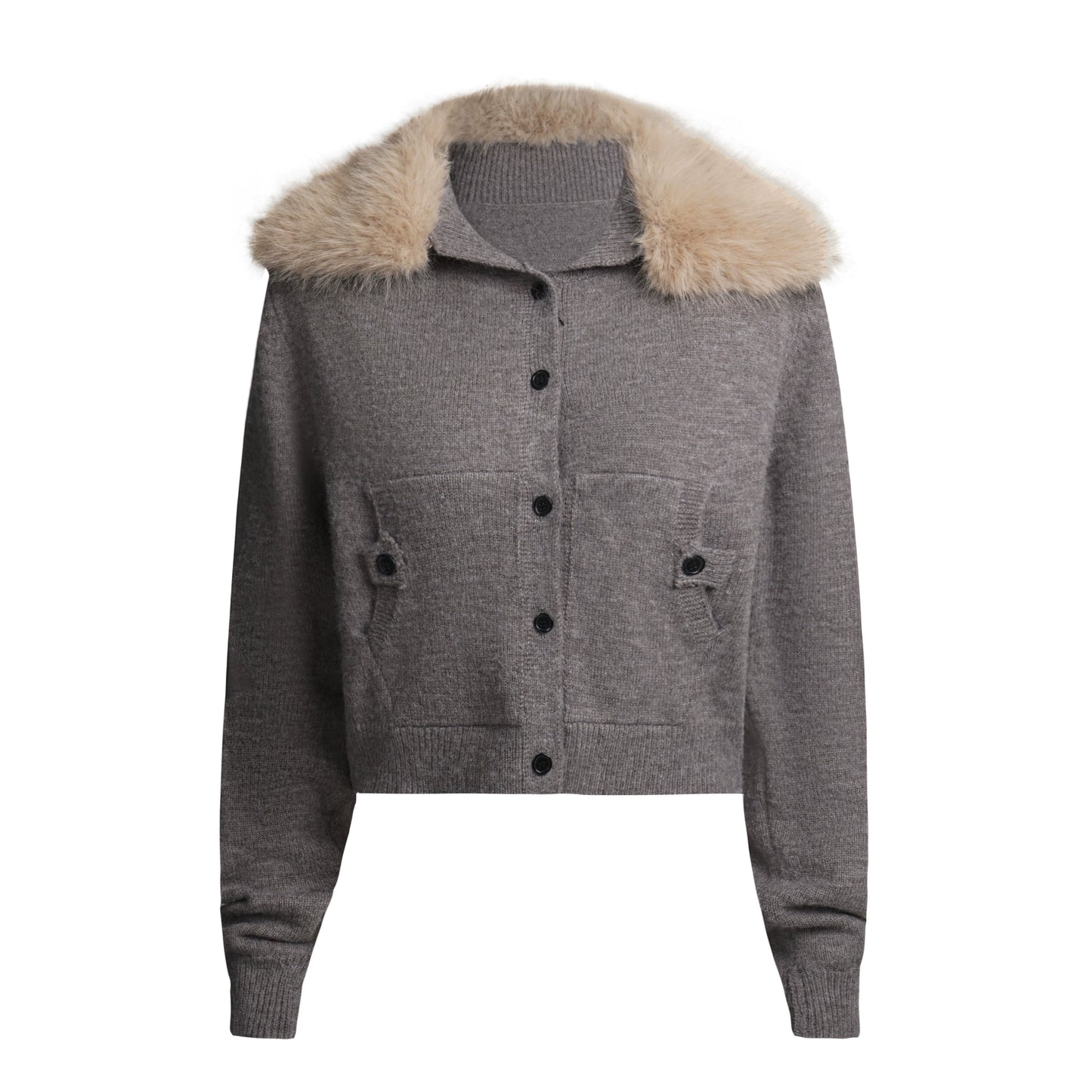 Retro Fur Collar Cardigan Jacket