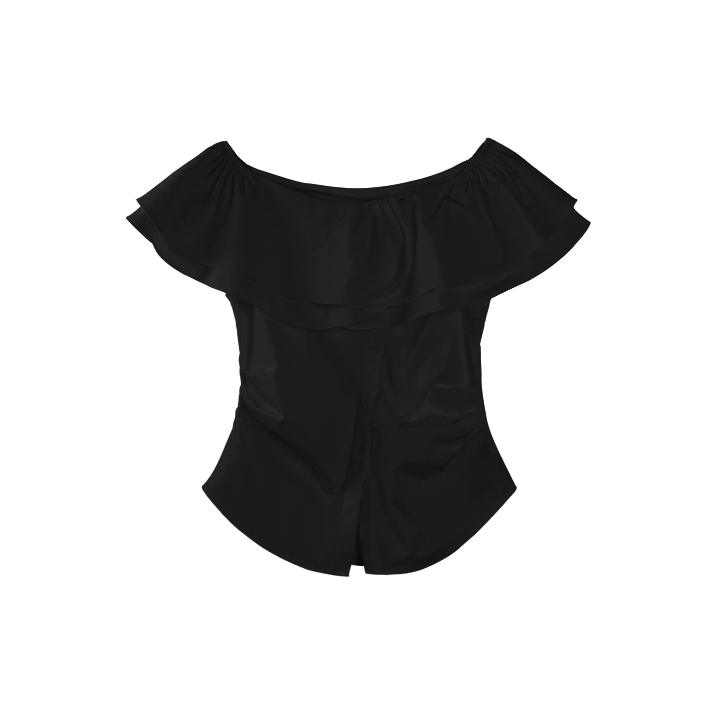 Blue Asymmetrical Ruffle Top